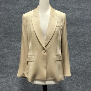 Veronica Beard Blazer Womens 10 Long Lean Dickey Jacket Stone Beige NWT Dressy